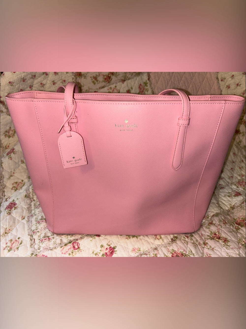 kate spade Pink Leather Tote with Gold Logo